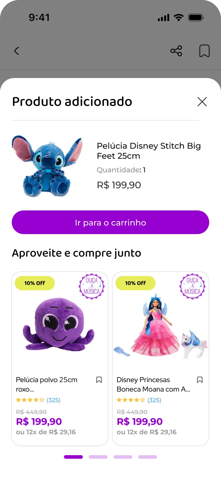 Toymania app, Added to cart screen
